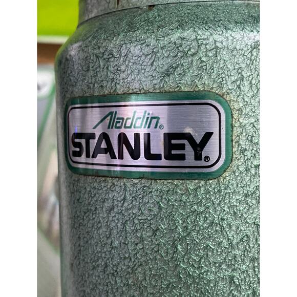 Org Box vtg Aladdin Stanley No. A-944DH Green & Silver Thermos steel bottle "CJ" - Picture 12 of 16